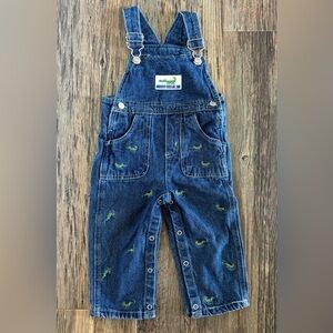 Blue Jean Denim Overalls Bibs Alligators Size 18 Months Logo Embroidered